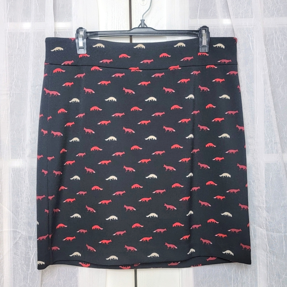 Vivienne Tam Fox Print Mini Pencil Skirt Sz 12 Cottagecore Forestcore Fairy